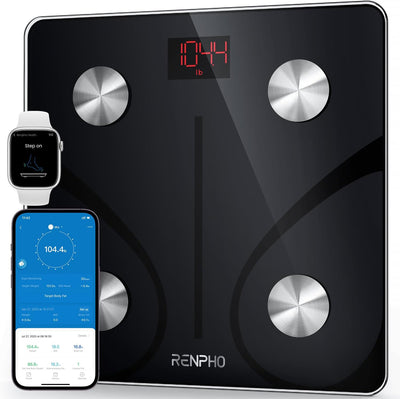 Smart Scale for Body Weight, Digital Bathroom Scale BMI Weighing Bluetooth Body Fat Scale, Body Composition Monitor Health Analyzer with Smartphone App, 400 Lbs - Black Elis 1