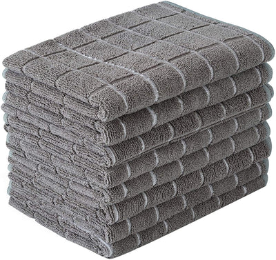 Microfiber Dish Towels - Soft, Super Absorbent and Lint Free Kitchen Towels - 8 Pack (Lattice Designed Gray Colors) - 26 X 18 Inch