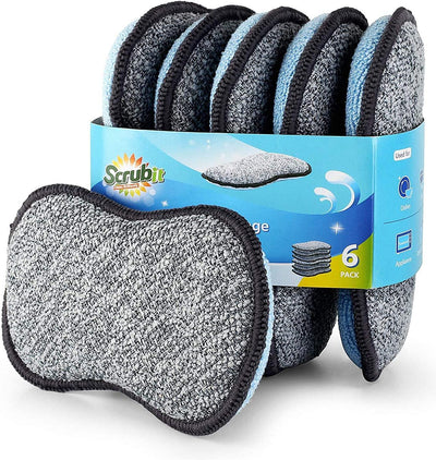 Multi-Purpose Sponges Kitchen by  - Non-Scratch Microfiber Sponges for Cleaning, along with Heavy Duty Scrubbing Power - Reusable Dish Sponge for Dishes, Pots and Pans (6 Pack, Small)