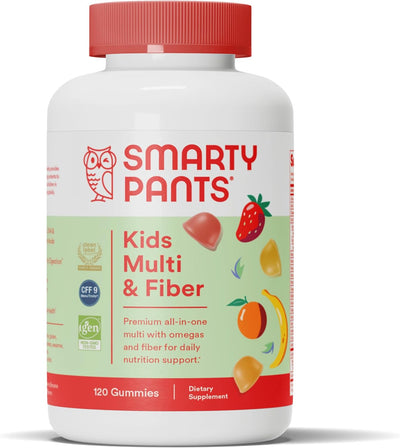 Kids Fiber Vitamins: Daily Kids Multivitamin Gummy for Overall Health with Vitamin A, B12, D3, E, & K & Omega 3 Fish Oil (DHA/EPA) - 120 Count (30 Day Supply)
