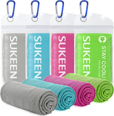 [4 Pack Cooling Towel (40"X12"),Ice Towel,Soft Breathable Chilly Towel,Microfiber Towel for Yoga,Sport,Running,Gym,Workout,Camping,Fitness,Workout & More Activities
