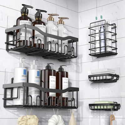 Shower Caddy 5 Pack,Adhesive Shower Organizer for Bathroom Storage&Kitchen,No Drilling,Large Capacity,Rustproof Stainless Steel Bathroom Organizer,Bathroom Shower Shelves for inside Shower Rack