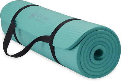 Essentials Thick Yoga Mat Fitness & Exercise Mat with Easy-Cinch Yoga Mat Carrier Strap, 72"L X 24"W X 2/5 Inch Thick