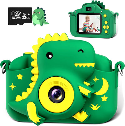 Kids Camera, Dinosaur Toddler Digital Camera for Ages 3-12 Boys Girls Childrens, Christmas Birthday Gifts, Selfie 1080P HD Video Camera for 3 4 5 6 7 8 9 Years Old Boys Girls Toys Gifts