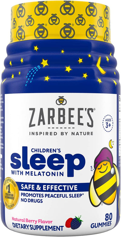 Kids 1Mg Melatonin Gummy, Drug-Free & Effective Sleep Supplement for Children Ages 3 and Up, Natural Berry Flavored Gummies, 80 Count