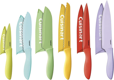 12-Piece Kitchen Knife Set, Advantage Color Collection with Blade Guards, Multicolored, C55-12PCER1