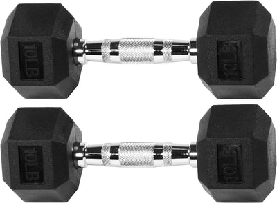 Rubber Encased Hex Dumbbell, Pairs or Sets, Multiple Packages