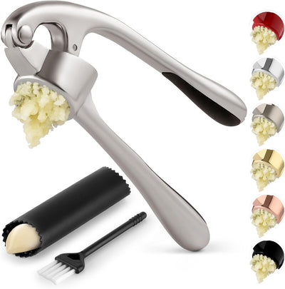 Premium Garlic Press with Soft Easy-Squeeze Ergonomic Handle, Sturdy Design Extracts More Garlic Paste per Clove, Garlic Crusher for Nuts & Seeds, Professional Garlic Mincer & Ginger Press - by Zulay