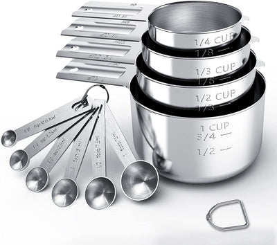 Stainless Steel Measuring Cups & Spoons Set, Cups and Spoons,Kitchen Gadgets for Cooking & Baking (Medium)