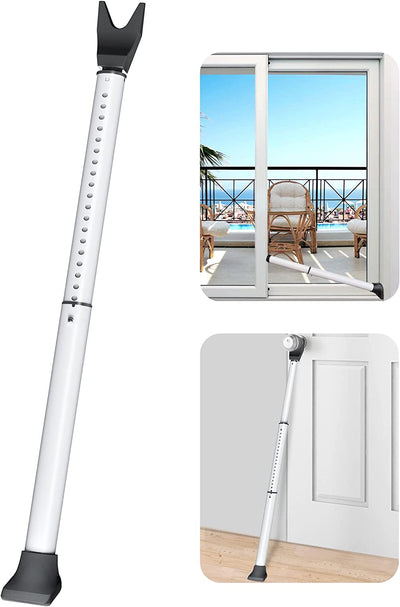 Upgraded Door Security Bar & Sliding Patio Bar, Heavy Duty Stoppers Adjustable Jammer for Home, Apartment, Travel (1 Pack,White)