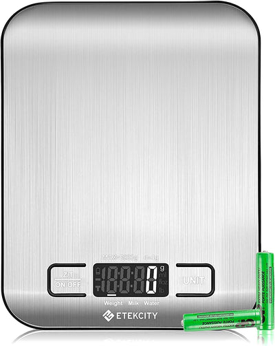 Food Scale, Digital Kitchen Scale, 304 Stainless Steel, Weight in Grams and Ounces for Baking, Cooking, and Meal Prep, LCD Display, Medium