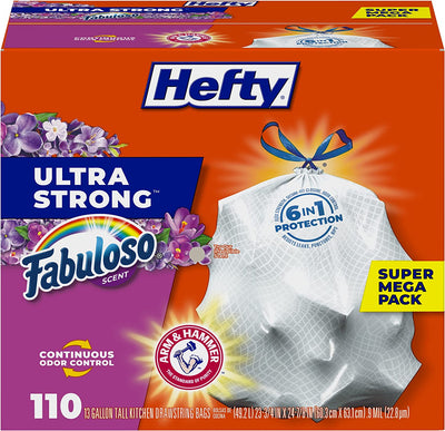 Ultra Strong Tall Kitchen Trash Bags, Fabuloso Scent, 13 Gallon, 110 Count